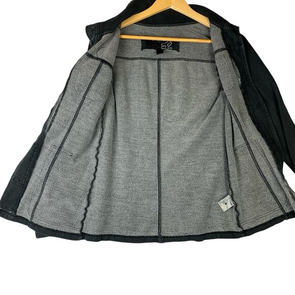 Fox Racing Women M Black Fleece Lined Moto Utility Pockets Button Up Embroidered - Picture 6 of 9